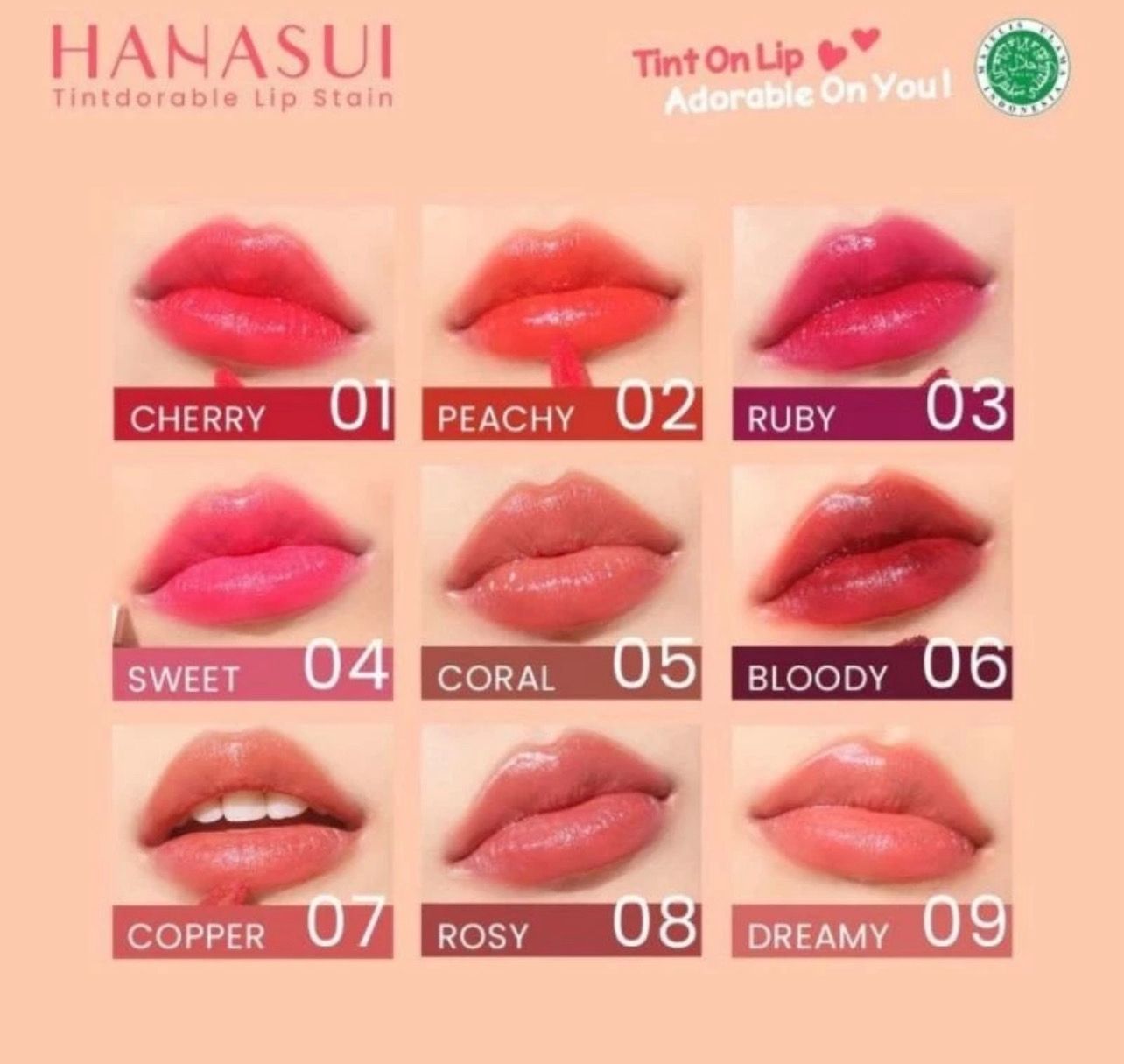 ￼Hanasui Tintdorable Lip Stain | Liptint Hanasui 3,5g (1 pcs $10/2pcs $15/ 3pcs $19.50) ubah kuantiti jika beli dari 1 untuk menukar harga