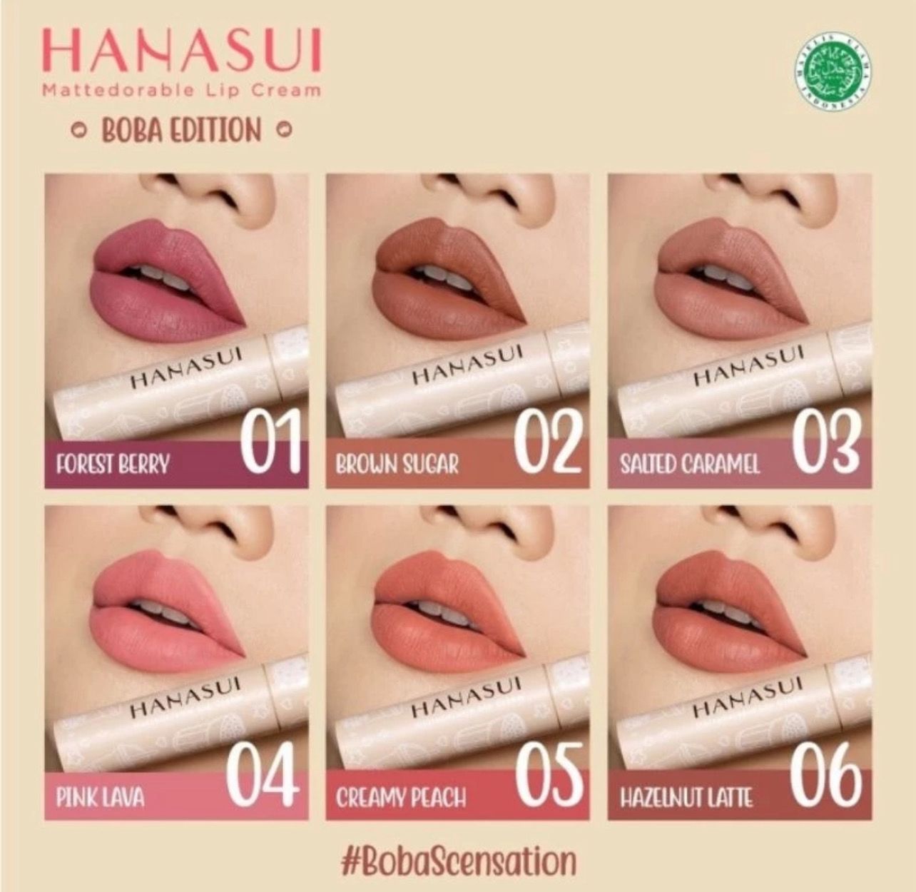 ￼Hanasui Mattedorable Lip Cream Boba Edition (1pcs $10/2pcs $17/3pcs $21)￼Ubah kuantiti lebih bel dari 1 untuk tukar harga