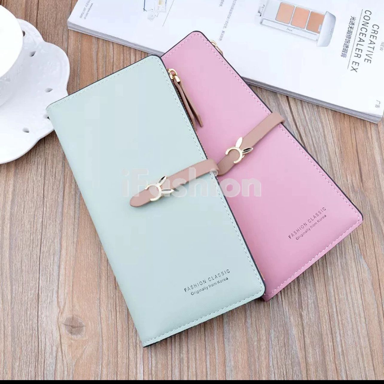 ￼iFASHION 1516 Women Multifunctional PU Leather Long Purse Wallet Korean Style Student  Dompet Panjang Wanita Perempuan 2pcs