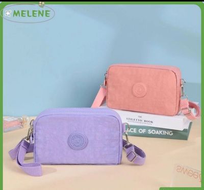 ￼MELENE Crossbody Bag, Waterproof Wear-resistant Mobile Phone Bag, Simple Style Solid Color Canvas Nylon Credit Card Holder Male Female