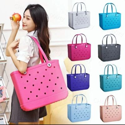 ￼Beach Bogg Bag Women&#39;s Tote Bags Eva Waterproof Hole Bag Outdoor Travel Large Capacity Storage Bag