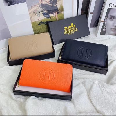 ￼New H European and American Fashion Single Zipper Wallet Handbag Large Capacity Women&#39;s High Quality with Box