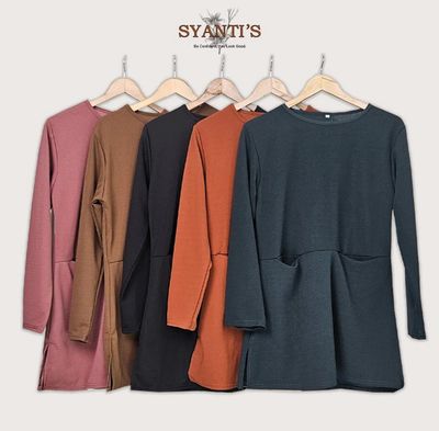 ￼Syanti&#39;s Pocket Blouse Muslimah Simple Plain Two Pocket Long sleeve Woman Loose fitting (1 $10/2$16)