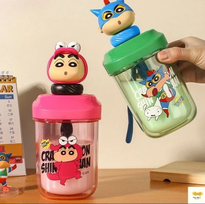 ￼⚡Crayon Shin-Chan Water Cup Bottle Stirring Students Children Sippy Cup  Special Straw Cup Mixing Cup Drinkware Travel Bottles 吸管水杯