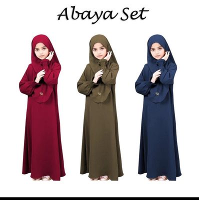 ￼NEW ARRIVAL ABAYA SET BUDAK KHIMAR PERCHUMA (CEY) ITALIAN COTTON BY FABRIC TEXTILE 1set