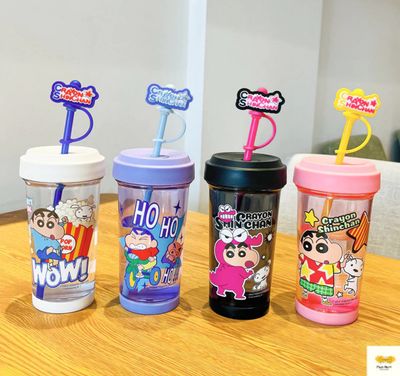 ￼⚡New Crayon Shin-Chan Straw Cup Water Cup Water Bottle For Children  Tumbler Cup Portable Large Capacity Drinkware Travel Bottles 吸管水杯