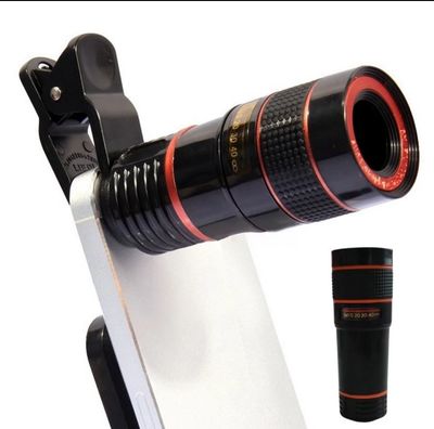 ￼1 pc portable 8x telephoto high-definition optical zoom universal mobile phone telescope with phone clip, 8x high-definition mobile phone camera external special effect lens 2pcs