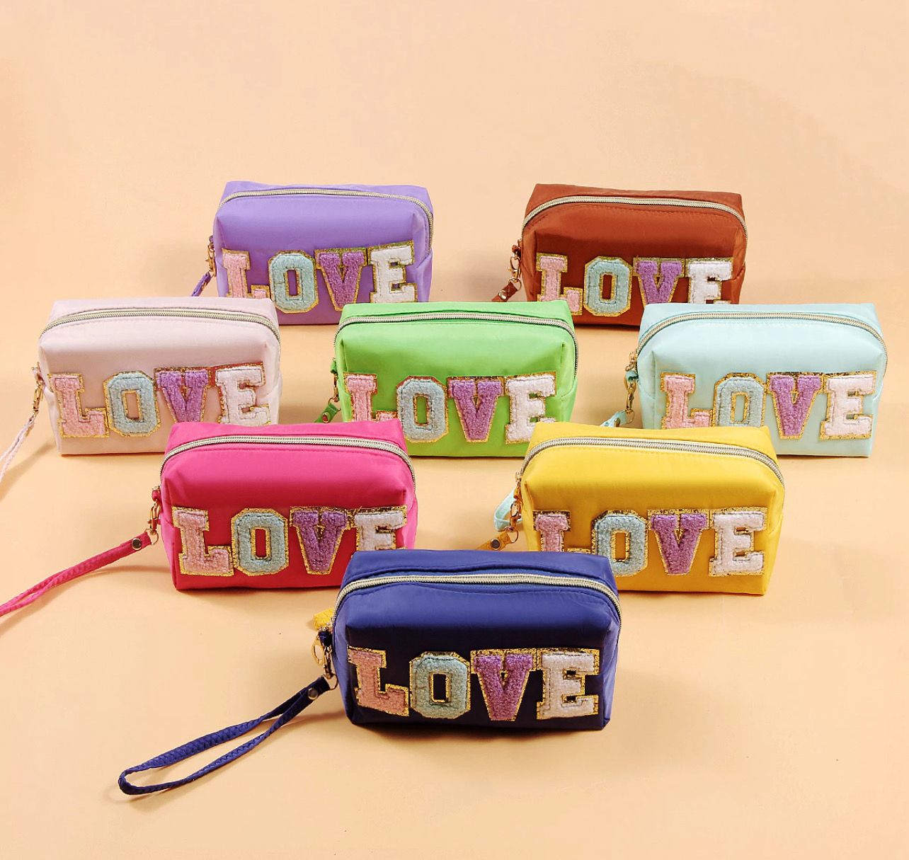 ￼New Cosmetic Bag Large-Capacity Cosmetic Storage Bag Letter Portable Waterproof Multifunctional Toiletry Bag Travel Portable 3pcs