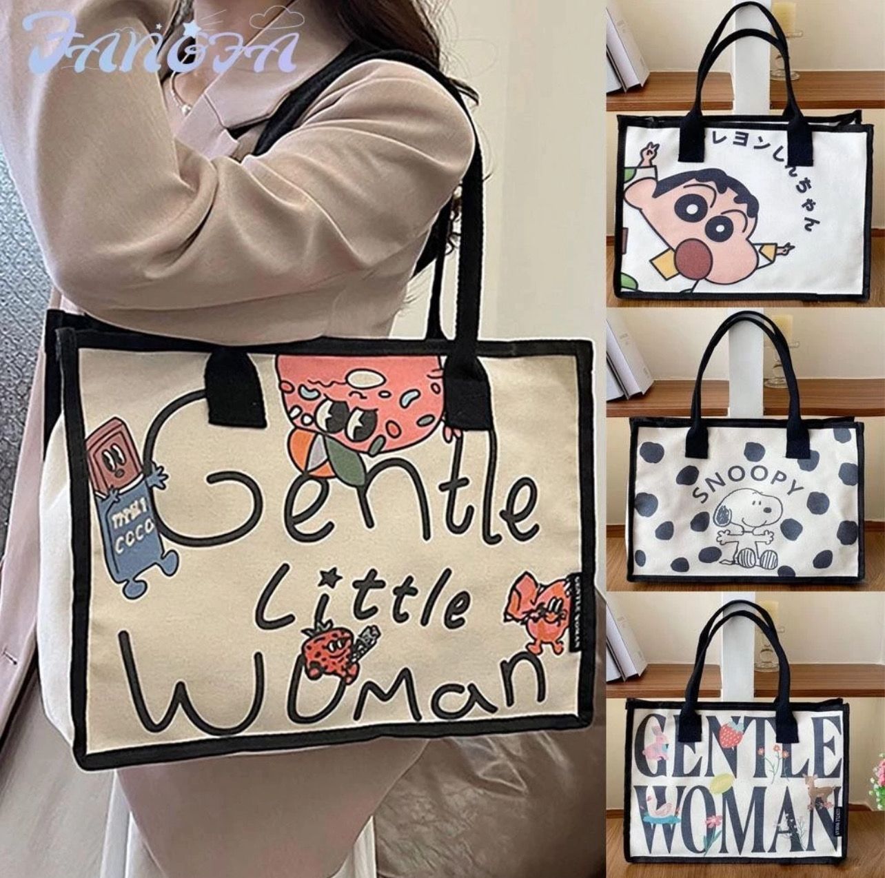 ￼FANGFA Canvas Bag, Large Capacity Casual Commuting Bag, Hot Sale Trendy Retro Beach Bag Lady