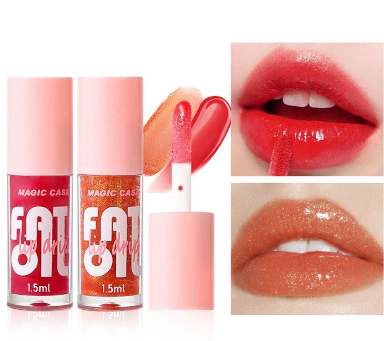 ￼Magic Casa 6PCS Moisturizing Shine Shimmer Plumping Tint Makeup Lip Lip Gloss 2set