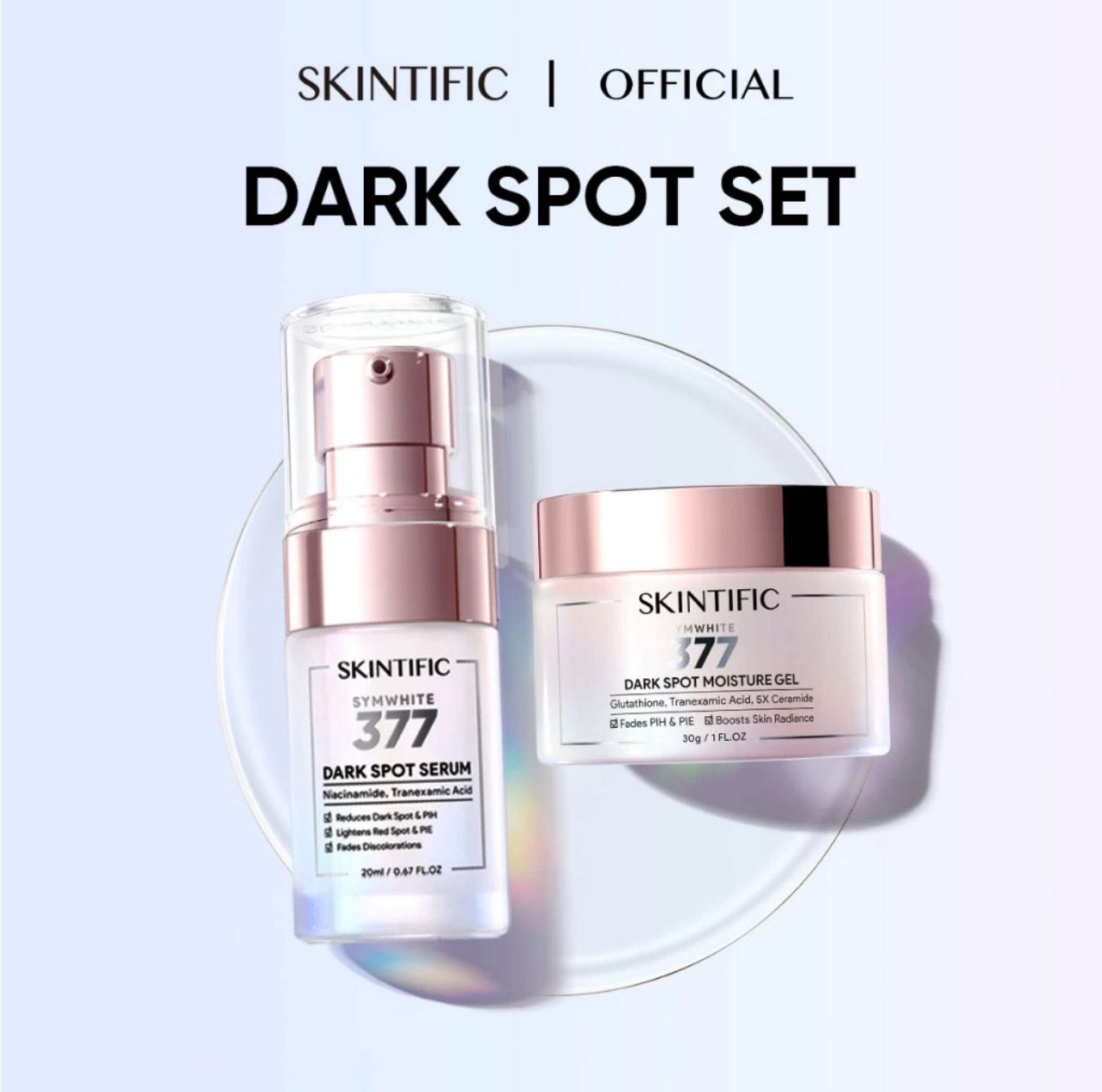 ￼[2PCS]SKINTIFIC Anti Dark Spot Set 377 Serum + Cream moisturizer Niacinamide Brightening for Acne Scars and Dark Spots 1set