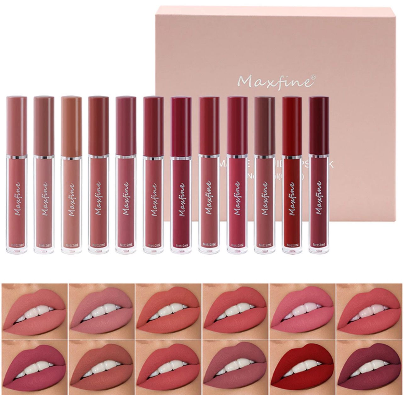 ￼6 Color Matte Lip Glaze Set Long Lasting Moisturizing Waterproof And Non Stick Cup Liquid Lipstick 2set (Set B only)