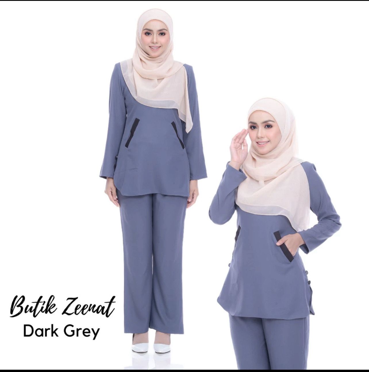 ￼BAJU MUSLIMAH BLOUSE SUIT BERPOKET LINE HITAM (BAJU&amp;SELUAR) BAJU VIRAL 2020