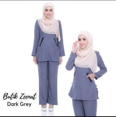 ￼BAJU MUSLIMAH BLOUSE SUIT BERPOKET LINE HITAM (BAJU&amp;SELUAR) BAJU VIRAL 2020