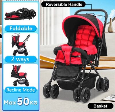 ￼COD Stroller baby Foldable Cabin 2Way Compact Stroller Basket with Adjustable Space Footrest Baby Gear Strollers 遛娃神器