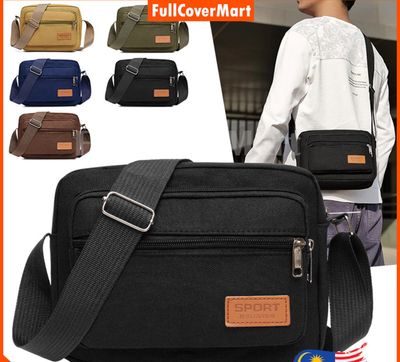 ￼(BAG67) Men&#39;s Sport Crossbody Bag Waterproof Messenger Chest Pouch Waist Bag Beg Lelaki 2pcs