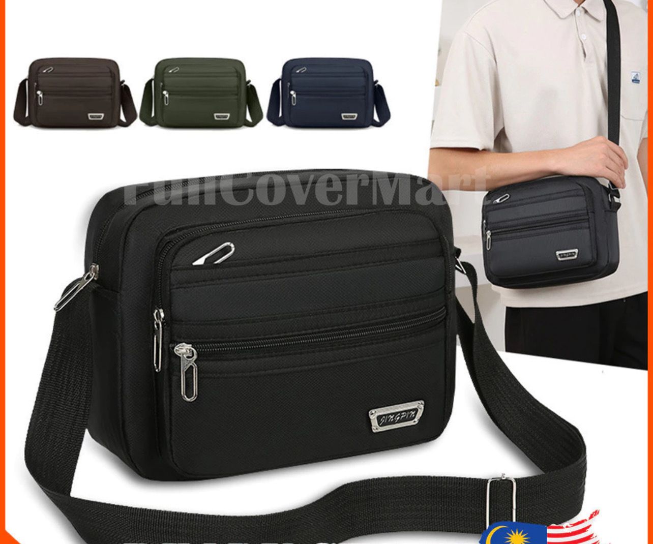 ￼(BAG71) Shoulder Bag Sport Waist Bag Crossbody Bag Beg Pinggang Lelaki Bags Men 2pcs