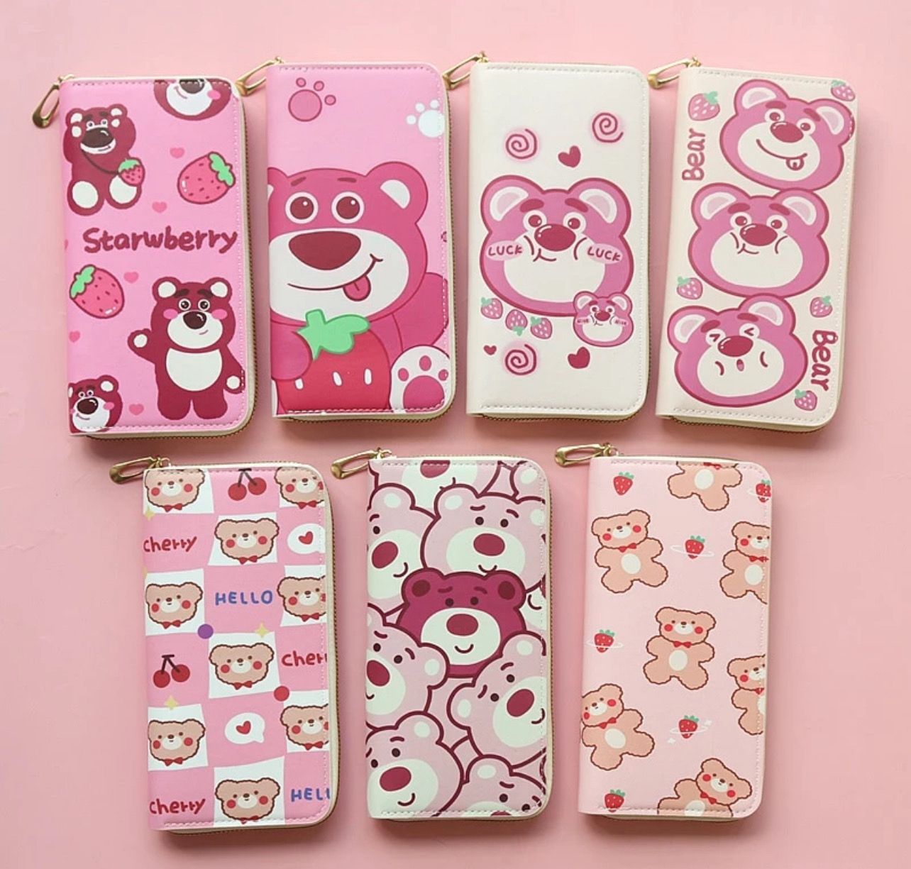 ￼Disney Cute Cartoon Lotso Long Wallet Student Large Capacity Card Bag 2pcs