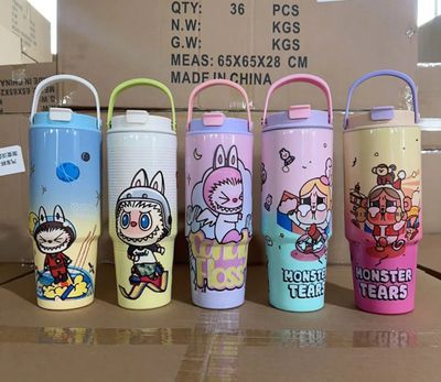 ￼LABUBU 304 Stainless Steel Water Cup with Straw The Powerpuff Girls Insulated Coffee Cup for Friend Gift