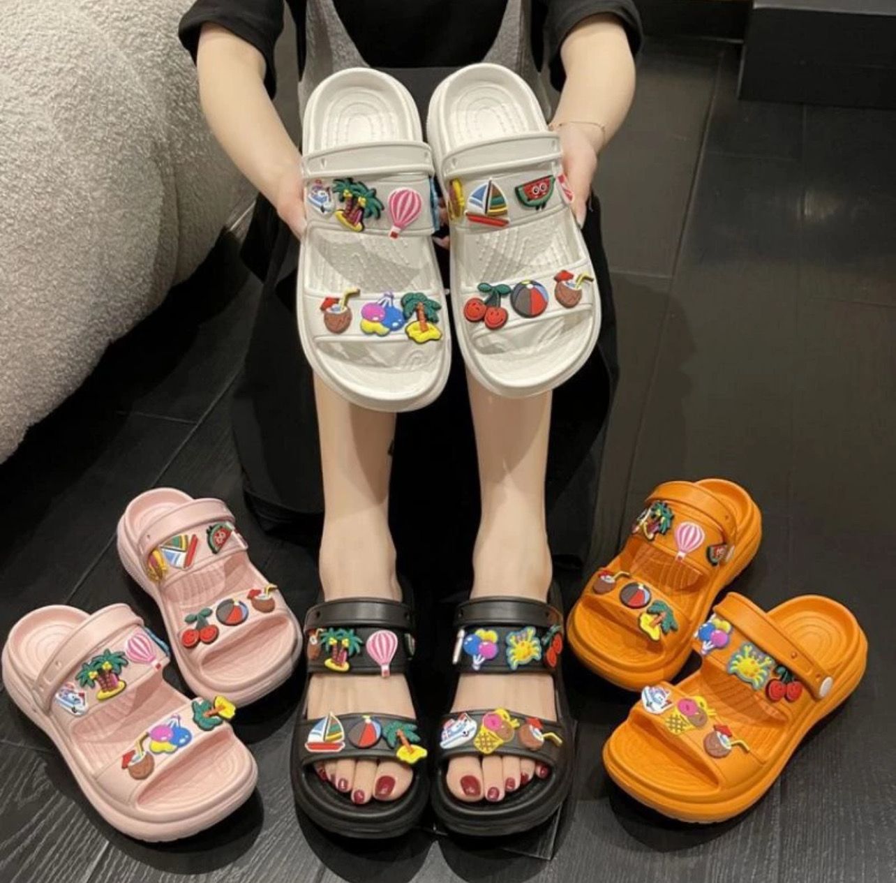 ￼READY STOCK💝WEBEE Nina Summer Women&#39;s One-piece Platform Sandals Korean Fashion Casual Beach Sandals