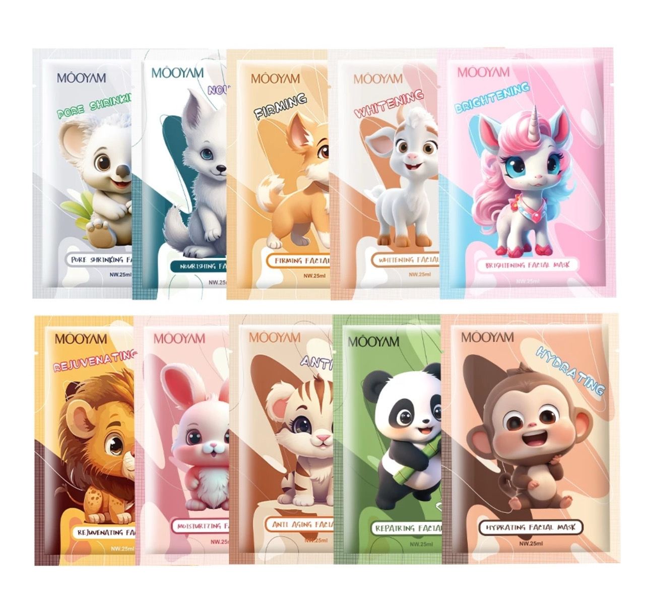 ￼MOOYAM Animal Facial Mask Moisturizing Mask Series MOOYAM 动物面膜 保湿补水面膜系列 Facial Mask Sheet Mask 20pcs (can mix)