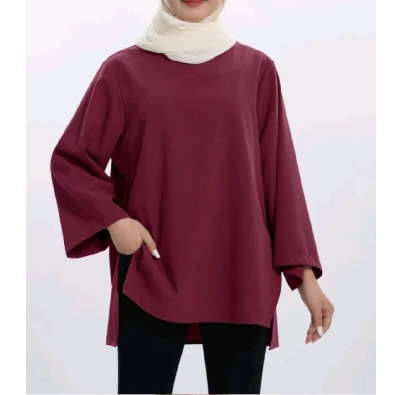 ￼blouse top new shirt como crepe all ready stock 2pcs (Size S - 4XL)