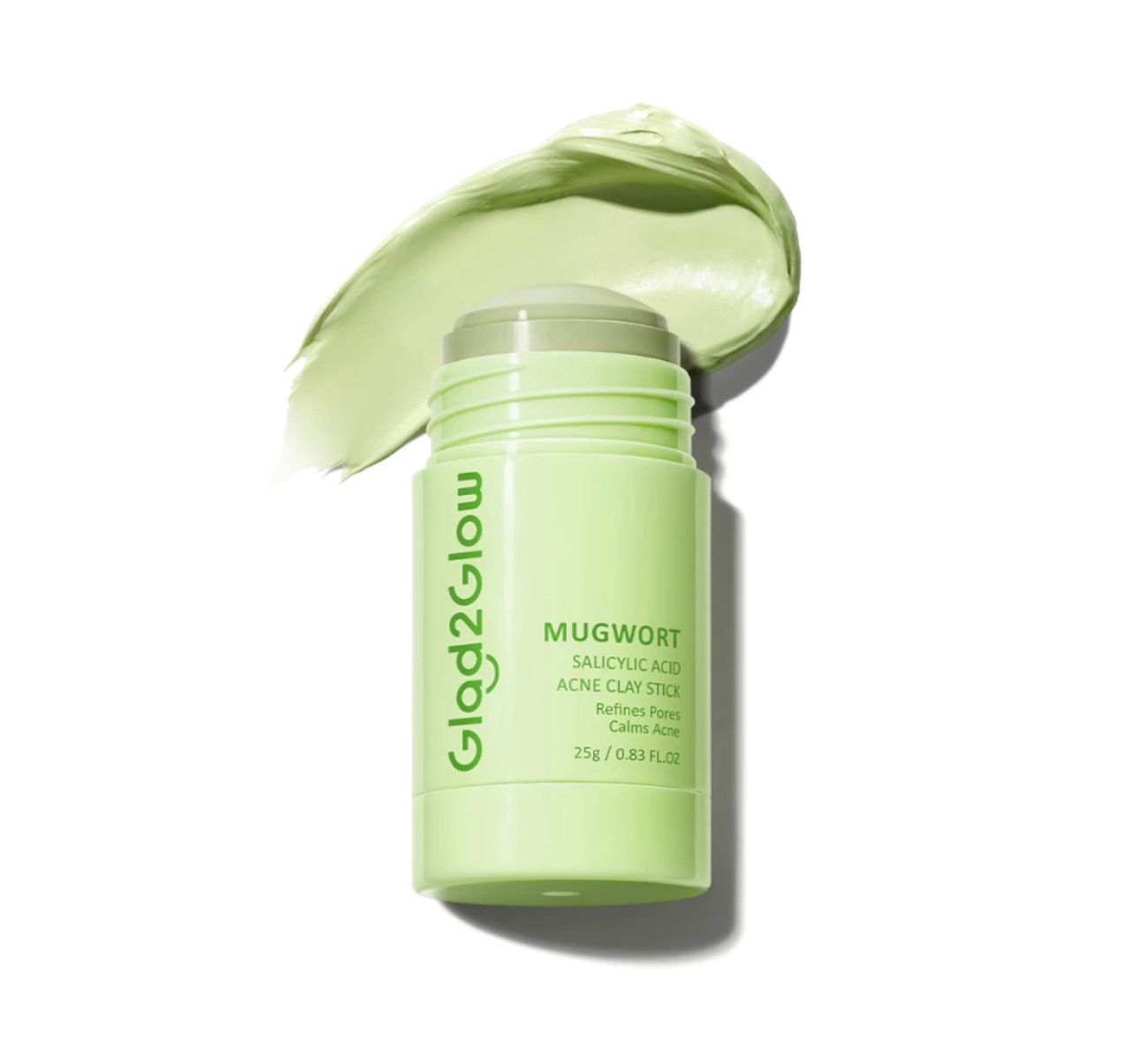 ￼Glad2Glow Real Mugwort Clay Mask Stick Salicylic Acid Anti Pores &amp; Acne Cleansing Masker face mask skincare (25g)