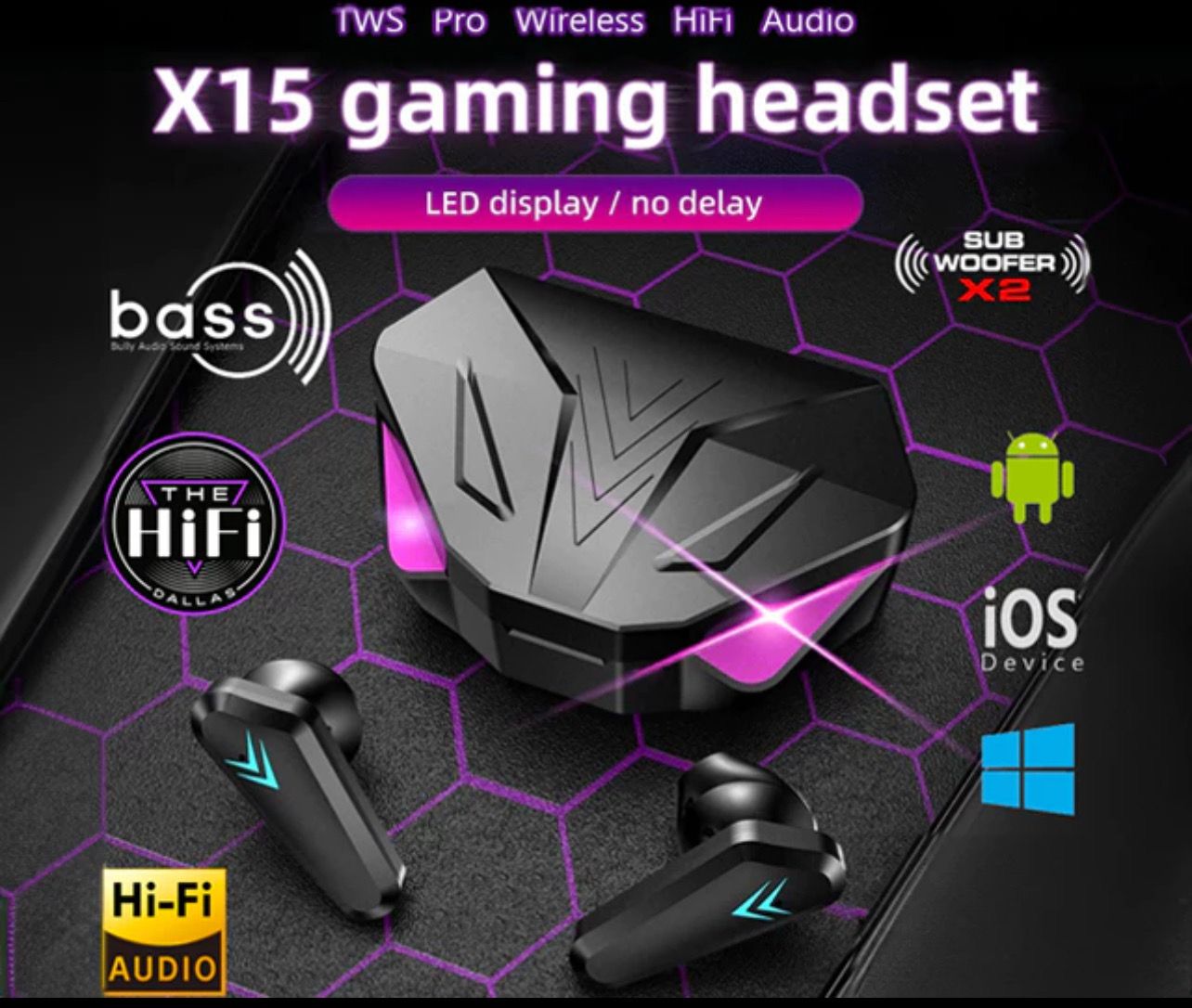 ￼[Shopee Choice] TWS Bluetooth Gaming Earphone Wireless Headset Game Low Latency Game Headphone 2pcs