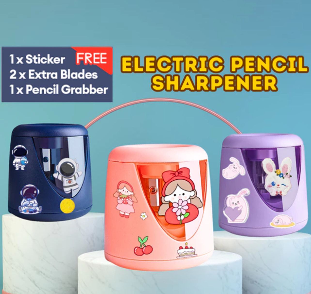 ￼[Shopee Choice] Electric Pencil Sharpener Battery Automatic Electric Pencil Sharpener Automatic Home School 2pcs