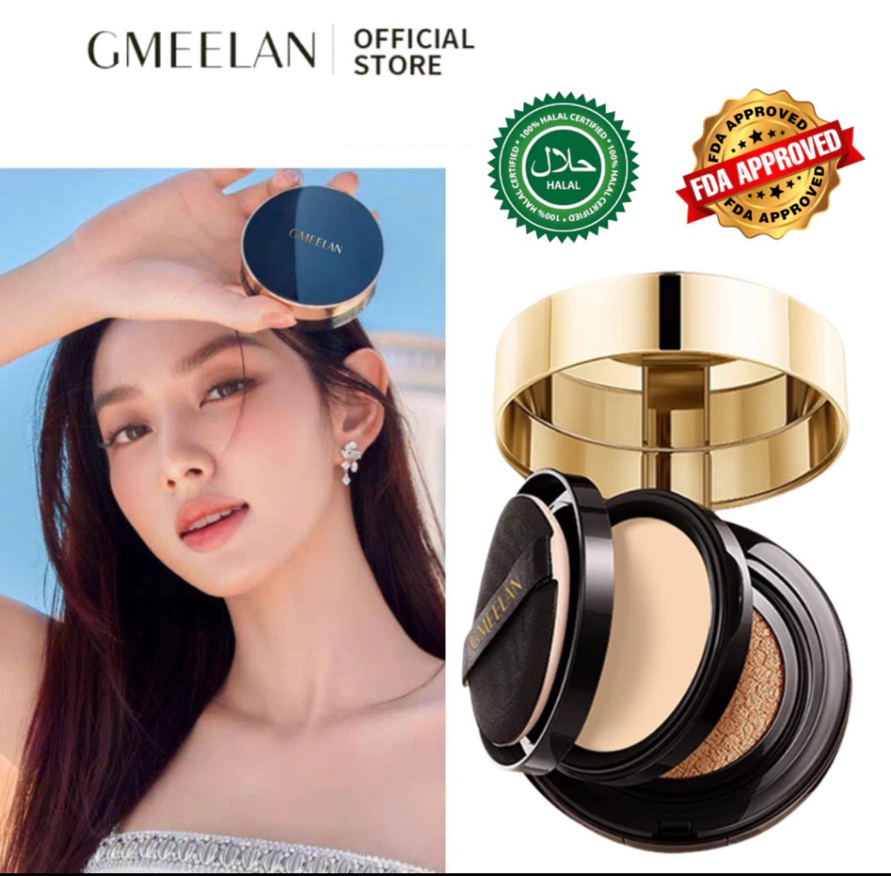 ￼￼Gmeelan Black Truffle Zinc PCA Antioxidant Air Cushion 7g+10g 2 In 1 Concealer Oil Control Even Skin Tone Brightening