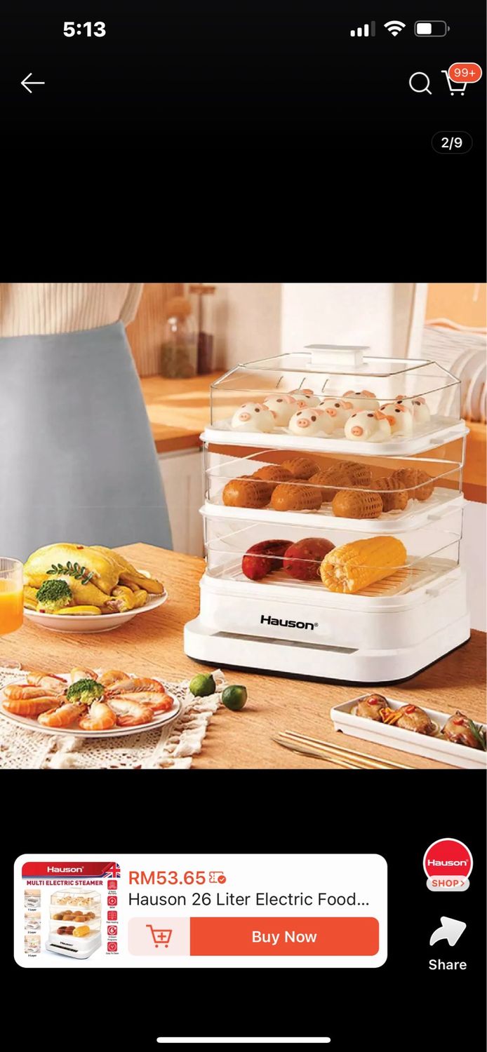 ￼Hauson 26 Liter Electric Food Steamer 3 Tier Transparent Cover Pengukus大容量电蒸锅