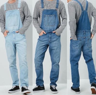 ￼Men&#39;s overalls Mens Distressed Jeans Ripped Jumpsuit Denim Overalls Men Cargo Pants with Suspenders Denim