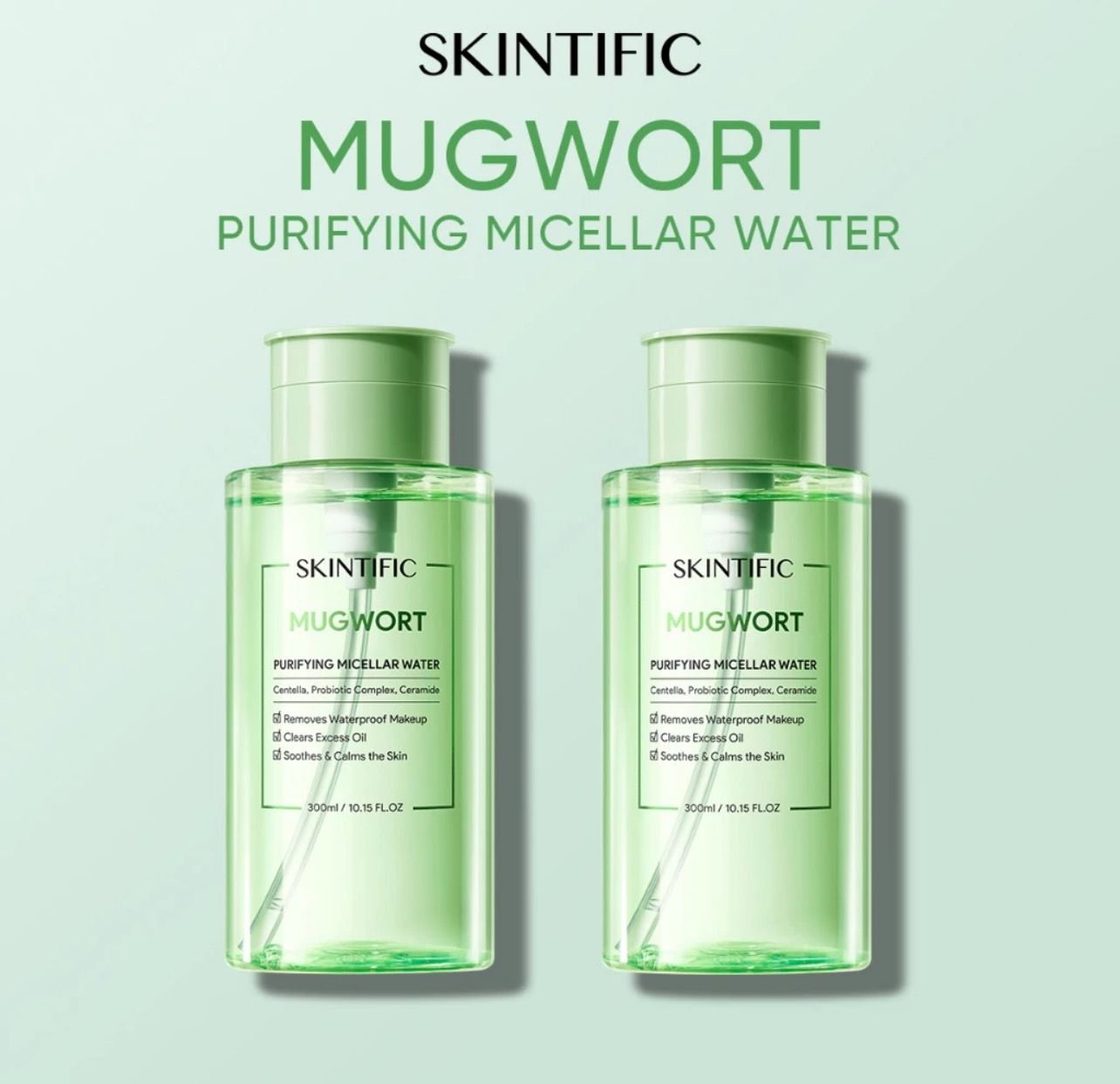 ￼[2PCS]SKINTIFIC Micellar Water Mugwort Purifying  Cleansing Oil/Clean and Clear/Soothes and Calms Skin / Skin Barrier