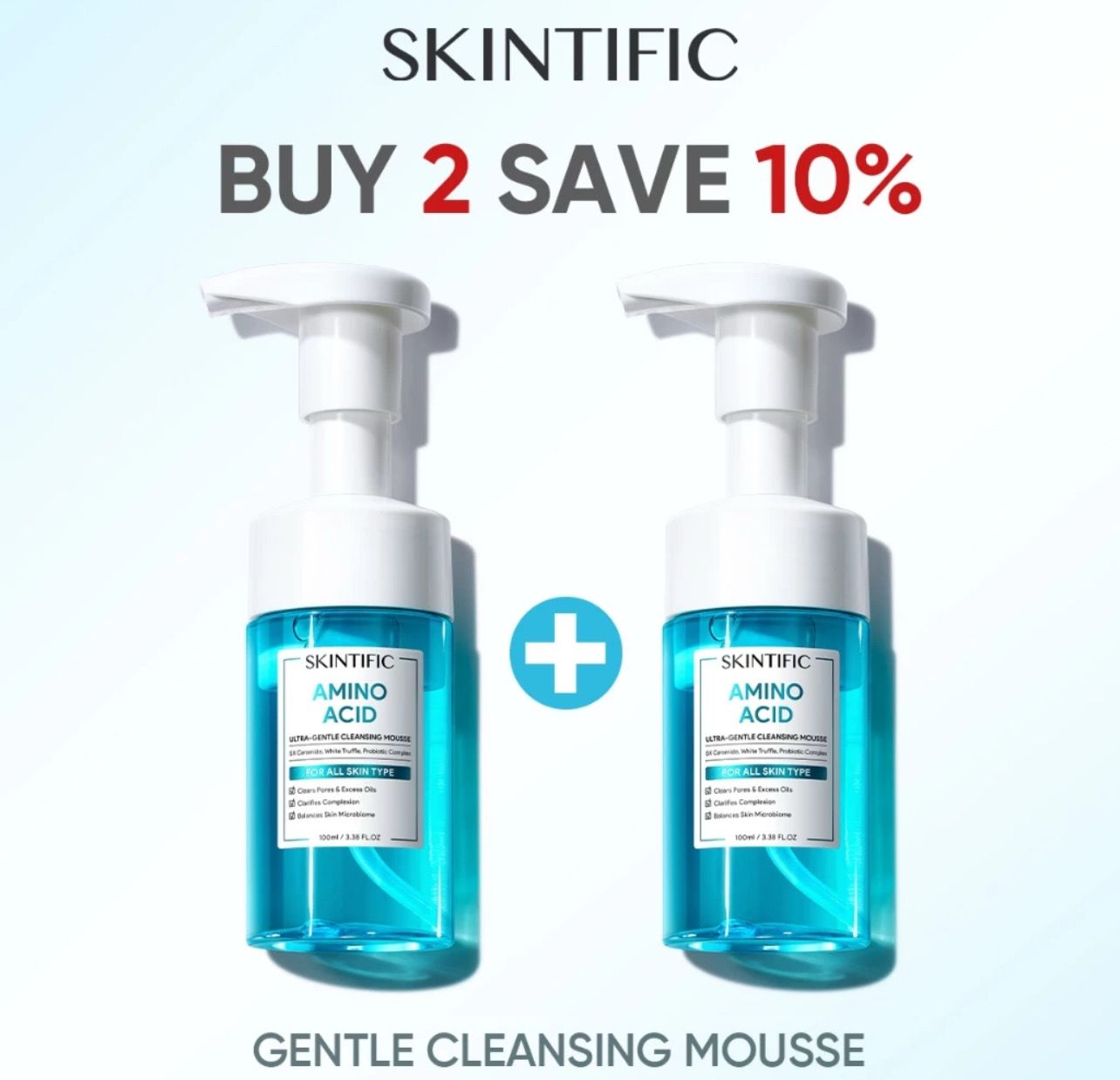 ￼SKINTIFIC Amino Acid Gentle Cleansing Mousse Face Cleanser Repair Skin Barrier Hydrate SKin(100ml) 2bottle