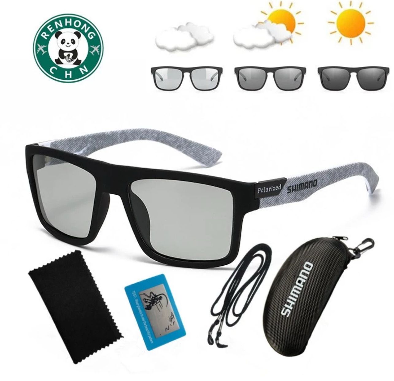 ￼Upgrade Three in one Shimano 818 polarized Chrome UV400 cycling glasses men sports sunglasses bicycle glasses women running shades for fishing driving 1set