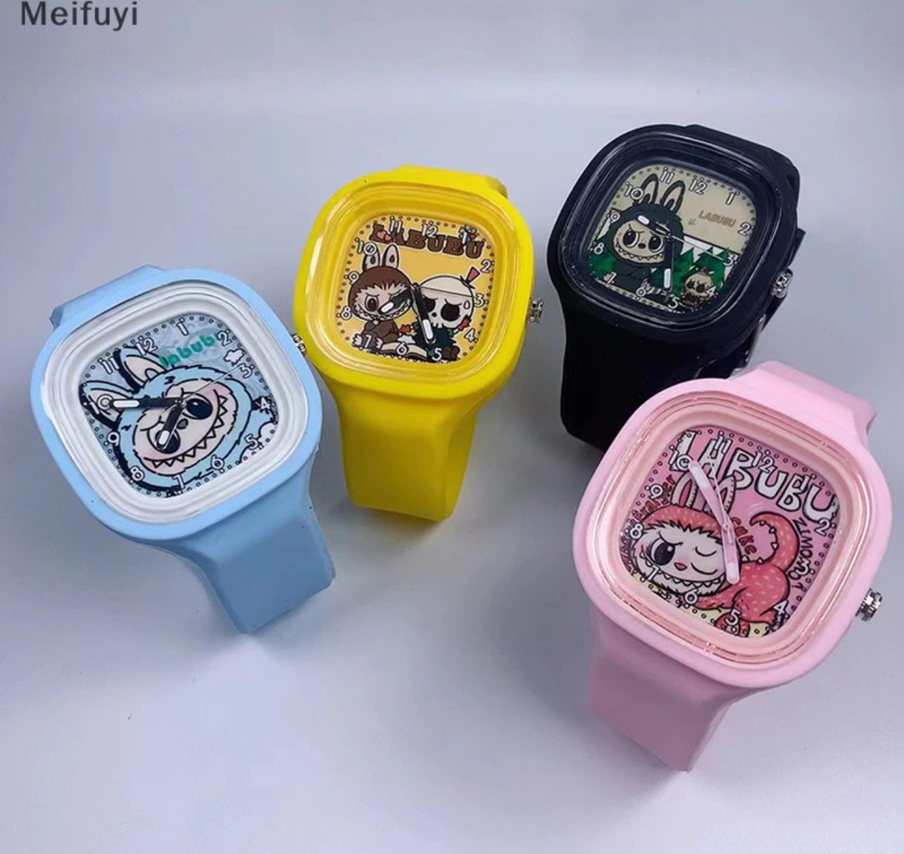 ￼[Meifuyi] 1PC Exquisite Gift Labubu Children&#39;S Watch Cute Cartoon Jelly Silicone Anti Drop Watch Birthday Gift DIY Accessories COD 2pcs