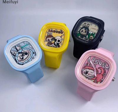 ￼[Meifuyi] 1PC Exquisite Gift Labubu Children&#39;S Watch Cute Cartoon Jelly Silicone Anti Drop Watch Birthday Gift DIY Accessories COD 2pcs