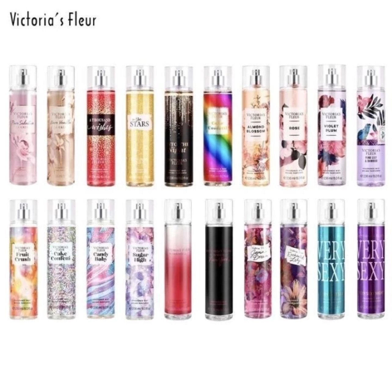 ￼💯 ORI Victoria&#39;s Fleur VS Sweet Candy Pure Seductive Perfume Mist Fragrance Body Mist For Women 236Ml 2bottle