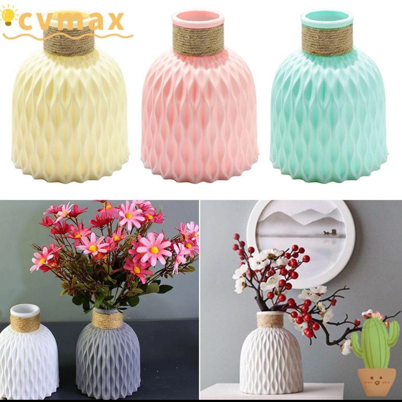 ￼CYMX Imitation Ceramic Vase Modern Nordic Style Home Decoration Flower Pot 3pcs