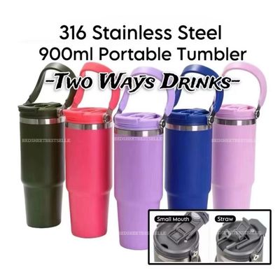￼BSB_ 900ml Vacuum Insulated Tumbler With Handle Hot And Cold Thermo Flask 316 Stainless Steel Water Bottle