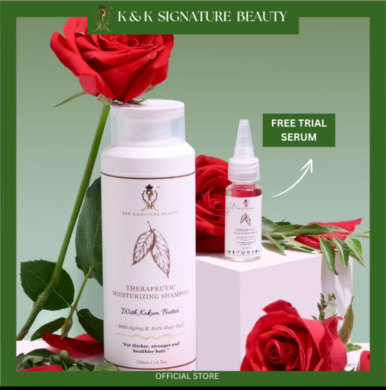 ￼[HQ] K&amp;K 100% HERBAL THERAPEUTIC MOISTURISING SHAMPOO 330ML - LEBATKAN RAMBUT - SERUM GUGUR RAMBUT - BABY HAIR GROWTH