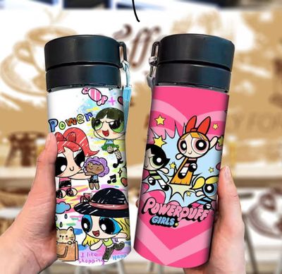 ￼[Ready Stock] Powerpuff Girls Handy Cup Cartoon Tea Cup Portable Two-Dimensional Cup Fashion Sports Water Cup Plastic Cup Couple Summer Drinking Cup Birthday Gift