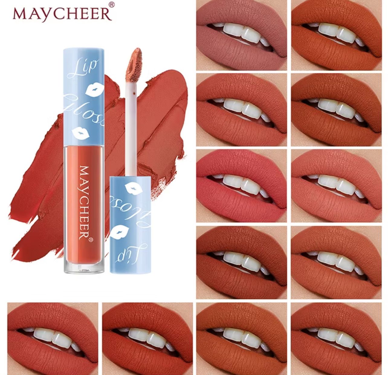 ￼Matte Lip Tint Makeup Liquid Lipstick Waterproof 8 Colors Soft Long Lasting Lipstick Lipsmatte MAYCHEER 唇釉 4pcs