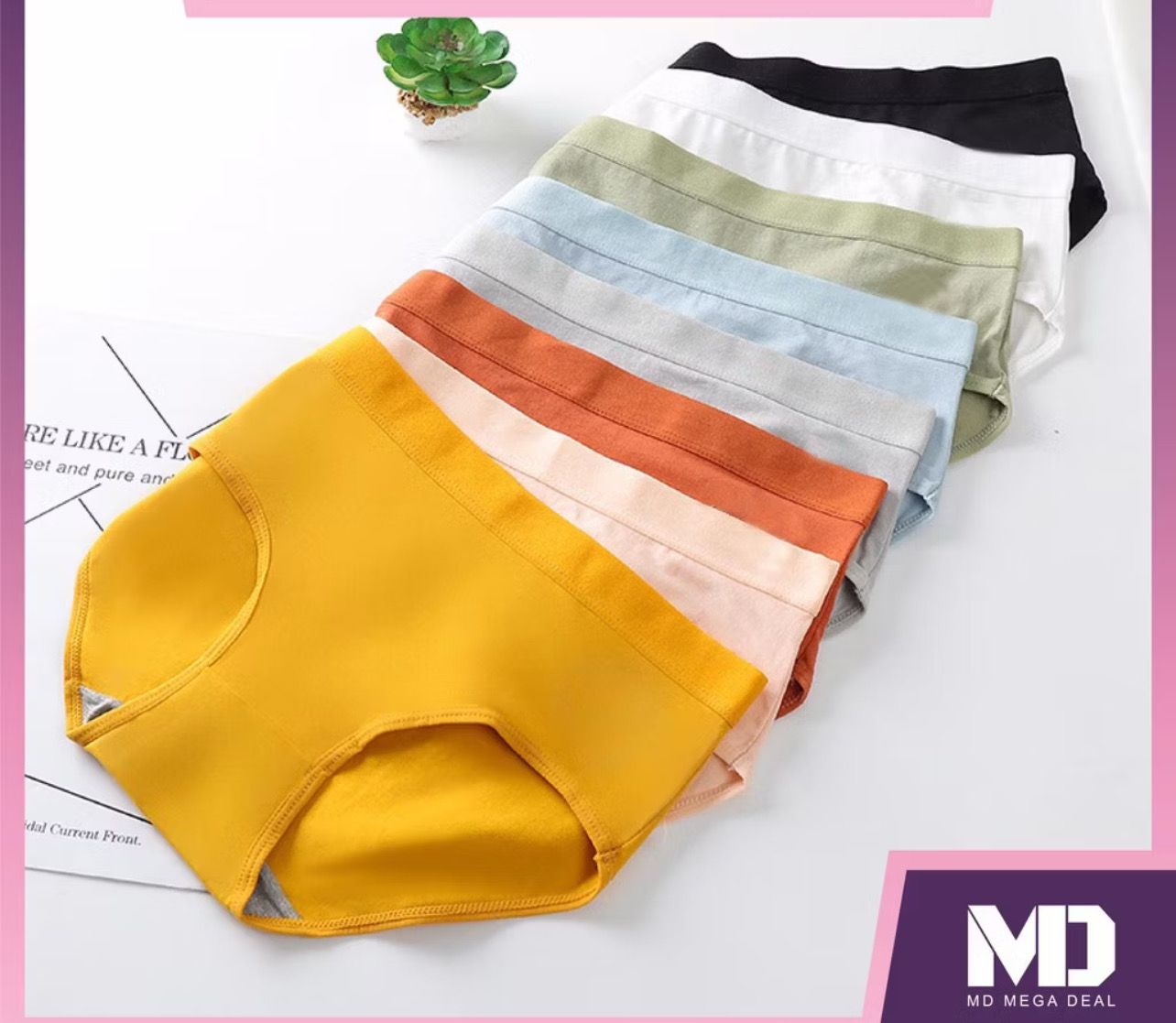 ￼《Mega Deal》Plus size M-XXL Women Underwear Panties Cotton Breathable Sexy Panty Simple Female Briefs Shorts Intimate 7pcs
