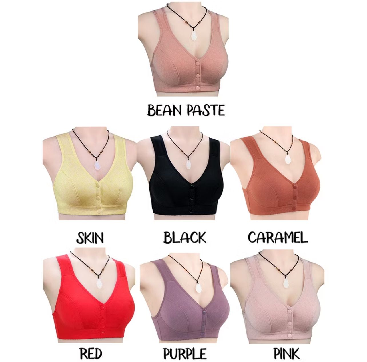 ￼[MYSIA READY STOCK][36-46][NADIA Front Buckle Bra Women Soft Cotton Bras Plus Size Wireless Bra] 3pcs