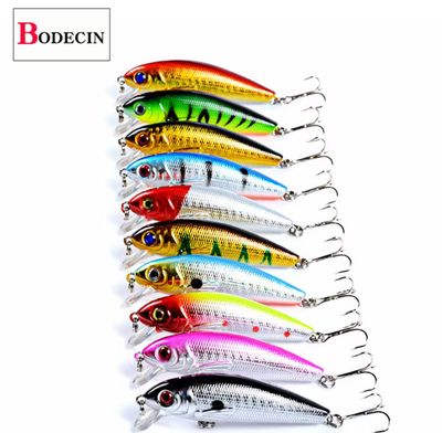 ￼1pcs Minnow Crankbait Fishing Lure Tackle With Treble Hooks Artificial Bait Hard 3d-Eyes Pike Floating Wobbler 7.2cm 8.7g 8pcs