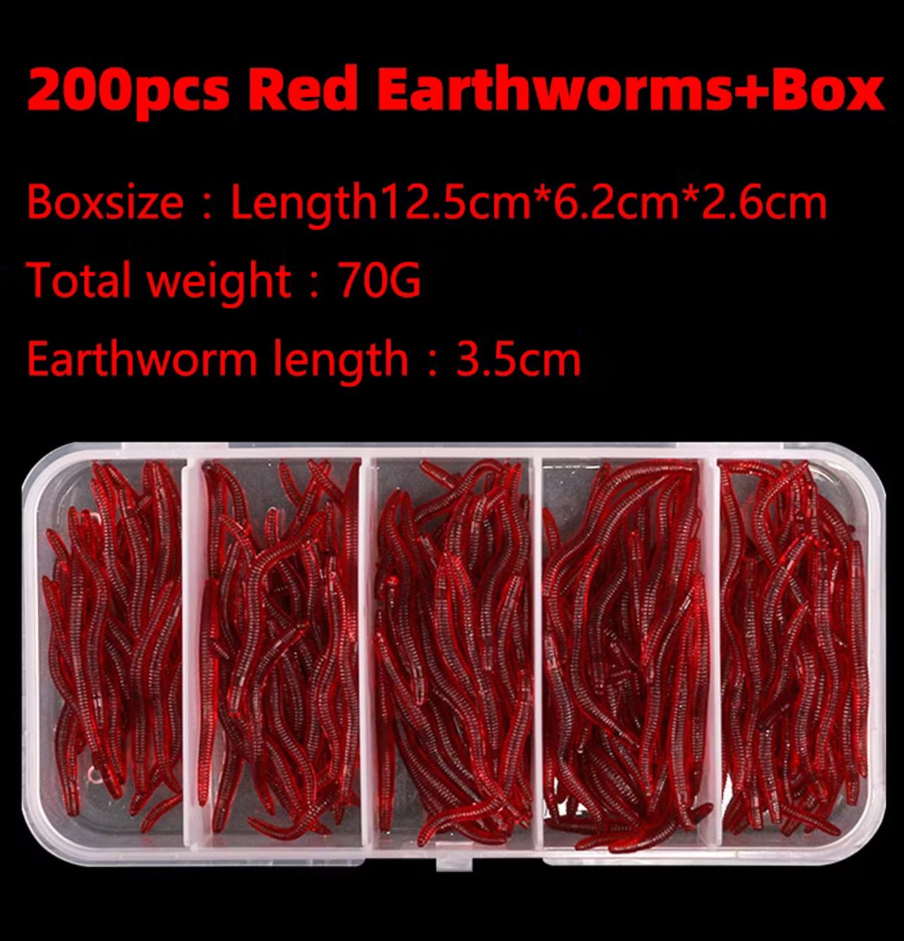 ￼1BOX(200PCS) Lifelike Red Worms Lures Simulation Earthworm Artificial Bait Soft Fishing Lure Tackle Fishy Smell Fish Accessories 3box 600pcs