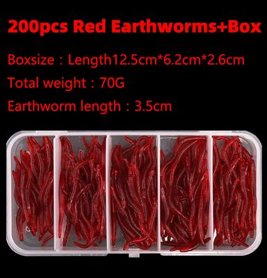 ￼1BOX(200PCS) Lifelike Red Worms Lures Simulation Earthworm Artificial Bait Soft Fishing Lure Tackle Fishy Smell Fish Accessories 3box 600pcs