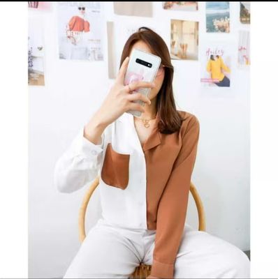 ￼KEMEJA Free SHIPPING combination top shirts/two-tone shirts/adult shirts/latest tops/casual shirts