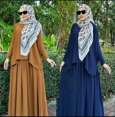 ￼(FREE SIZE)SUIT SET SKIRT SOFEA MUSLIMAH FASHION CEY IRONLESS (Tiada Zip Lengan)